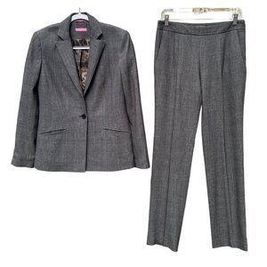 Isaac Mizrahi Gray Plaid Womens Blazer Pleated Pants Suit Set 4